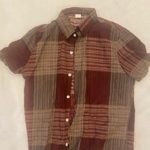 Men’s button up shirt size medium. Burgundy and beige.